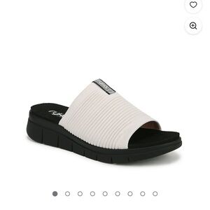Ryka White Ribbed Epic Slide Sandals Women’s Size 12W Cushioned Comfort